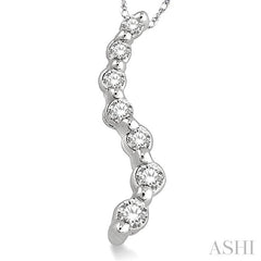 1/4 Ctw Swirl Journey Diamond Pendant in 14K White Gold with Chain