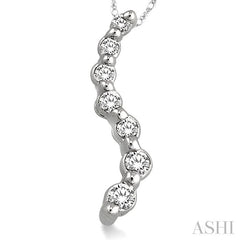 1/4 ctw Swirl Journey Diamond Pendant in 14K White Gold with Chain