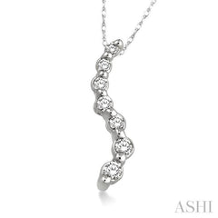 1/10 ctw Swirl Journey Diamond Pendant in 14K White Gold with Chain