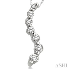 1/10 ctw Swirl Journey Diamond Pendant in 14K White Gold with Chain