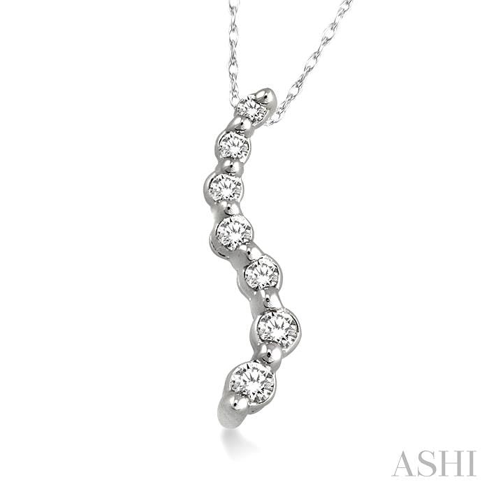 1/10 ctw Swirl Journey Diamond Pendant in 10K White Gold with Chain