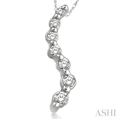 1/10 ctw Swirl Journey Diamond Pendant in 10K White Gold with Chain