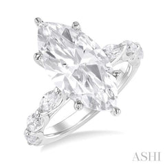 Marquise Shape Semi-Mount Diamond Engagement Ring