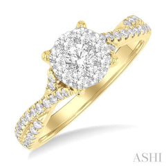 Round Shape Lovebright Diamond Engagement Ring