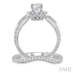 Round Shape Halo Diamond Wedding Set