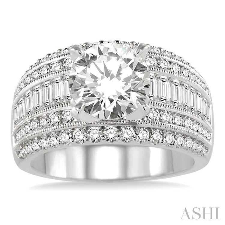 Round Shape Semi-Mount Diamond Engagement Ring