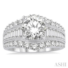 Round Shape Semi-Mount Diamond Engagement Ring