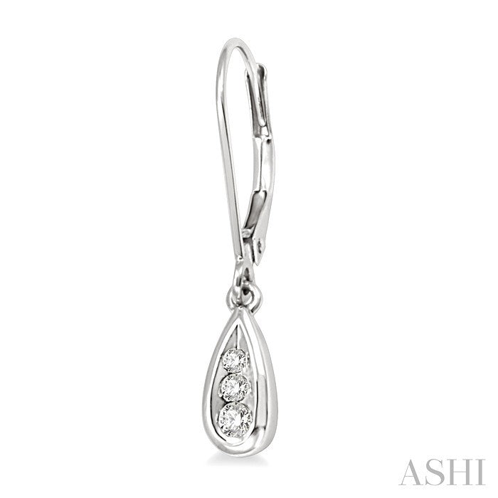 1/8 Ctw Pear Shape Round Cut Diamond Earrings in 14K White Gold