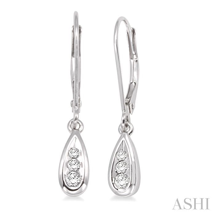 1/8 ctw Pear Shape Round Cut Diamond Earrings in 14K White Gold