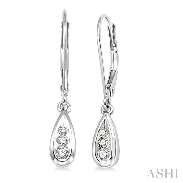 1/8 Ctw Pear Shape Round Cut Diamond Earrings in 14K White Gold