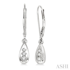 1/8 Ctw Pear Shape Round Cut Diamond Earrings in 14K White Gold