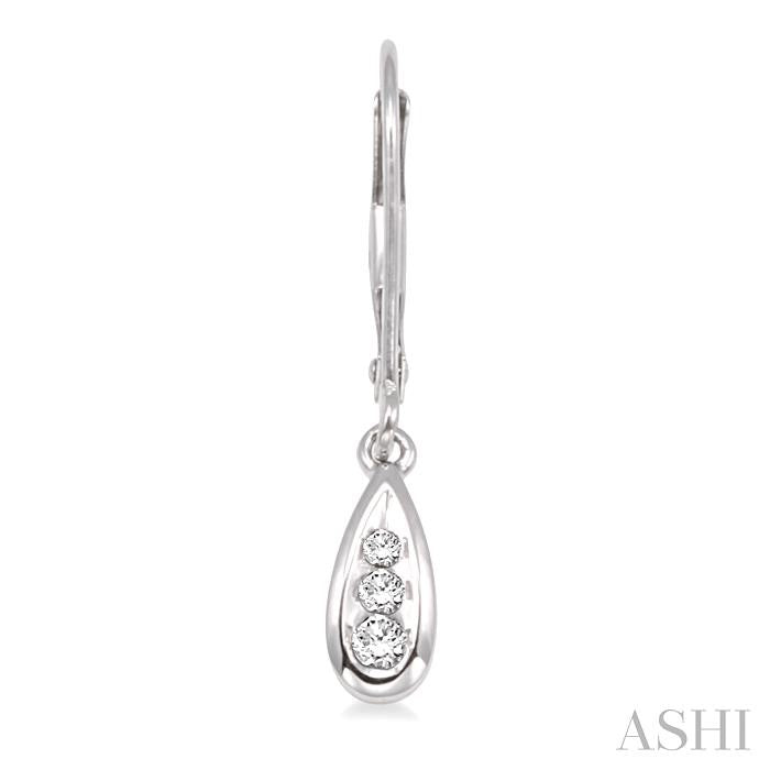 1/8 ctw Pear Shape Round Cut Diamond Earrings in 14K White Gold