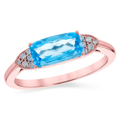 14KT Gold Ladies Blue Topaz Fashion Ring