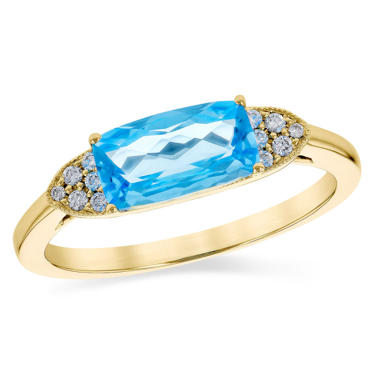14KT Gold Ladies Blue Topaz Fashion Ring