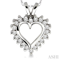 1/4 Ctw Round Diamond Heart Pendant in 10K White Gold with Chain