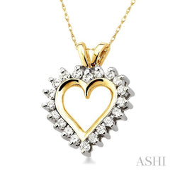 1/4 Ctw Round Diamond Heart Pendant in 10K Yellow Gold with Chain