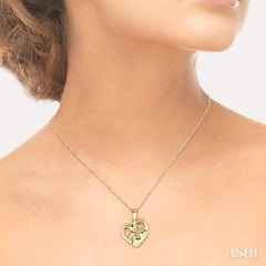 1/50 Ctw Round Cut Diamond Child & Mom Heart Shaped Pendant in 14K Yellow Gold With Chain