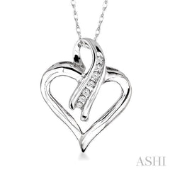 1/6 ctw Round Cut Diamond Heart Pendant in 10K White Gold with Chain