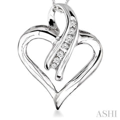 1/6 ctw Round Cut Diamond Heart Pendant in 10K White Gold with Chain