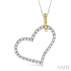 1/4 ctw Round Cut Diamond Heart Pendant in 10K White and Yellow Gold with Chain