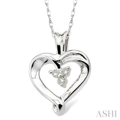 1/20 ctw Round Cut Diamond Heart Pendant in 10K White Gold with Chain