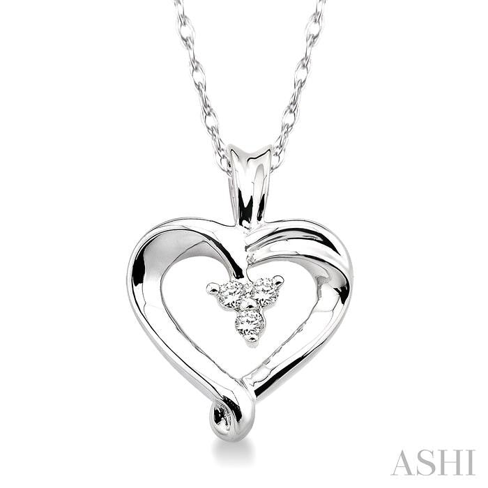 1/20 ctw Round Cut Diamond Heart Pendant in 10K White Gold with Chain
