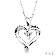 1/20 ctw Round Cut Diamond Heart Pendant in 10K White Gold with Chain