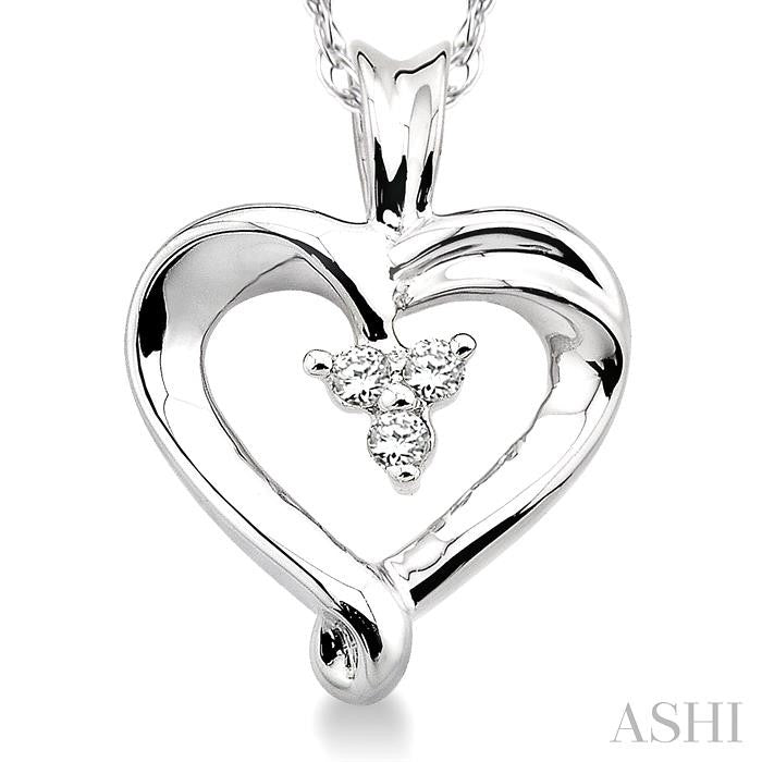 1/20 ctw Round Cut Diamond Heart Pendant in 10K White Gold with Chain