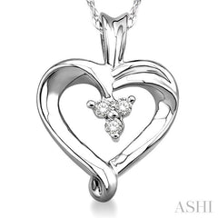 1/20 Ctw Round Cut Diamond Heart Pendant in 10K White Gold with Chain