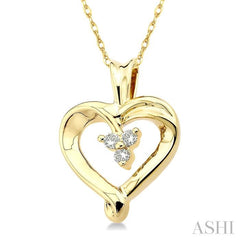 1/20 ctw Round Cut Diamond Heart Pendant in 10K Yellow Gold with Chain