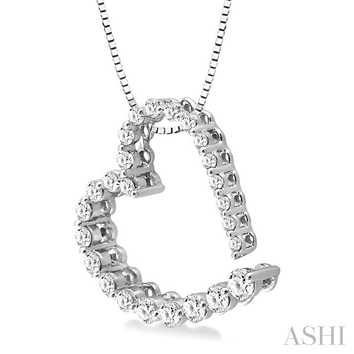 1/2 Ctw Diamond Journey Heart Pendant in 14K White Gold with chain