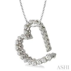 1/2 ctw Diamond Journey Heart Pendant in 14K White Gold with chain