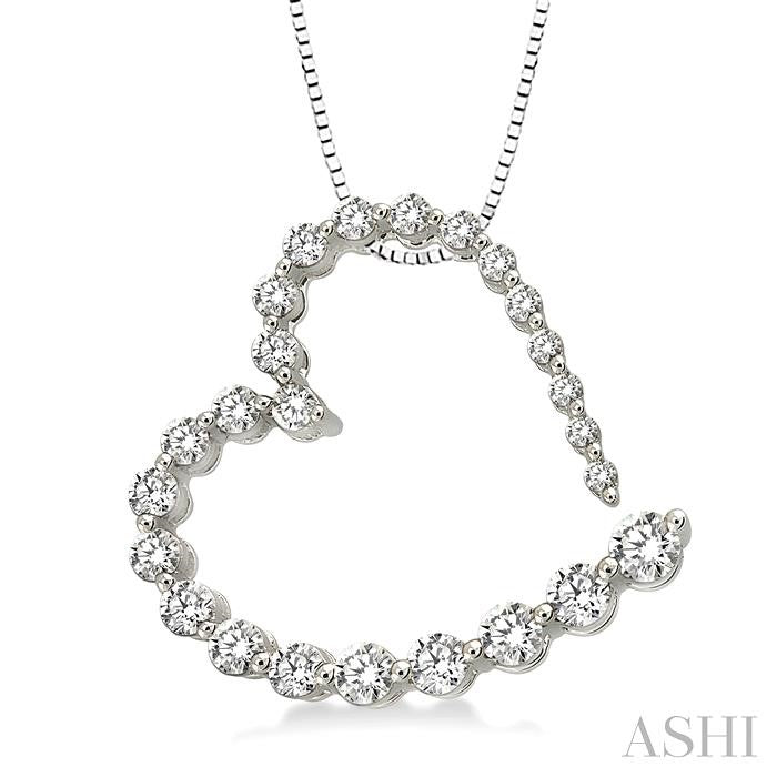 1/2 ctw Diamond Journey Heart Pendant in 14K White Gold with chain