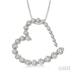 1/2 ctw Diamond Journey Heart Pendant in 14K White Gold with chain