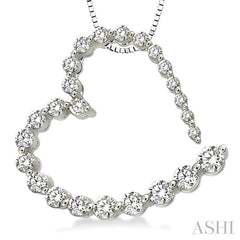 1/2 ctw Diamond Journey Heart Pendant in 14K White Gold with chain
