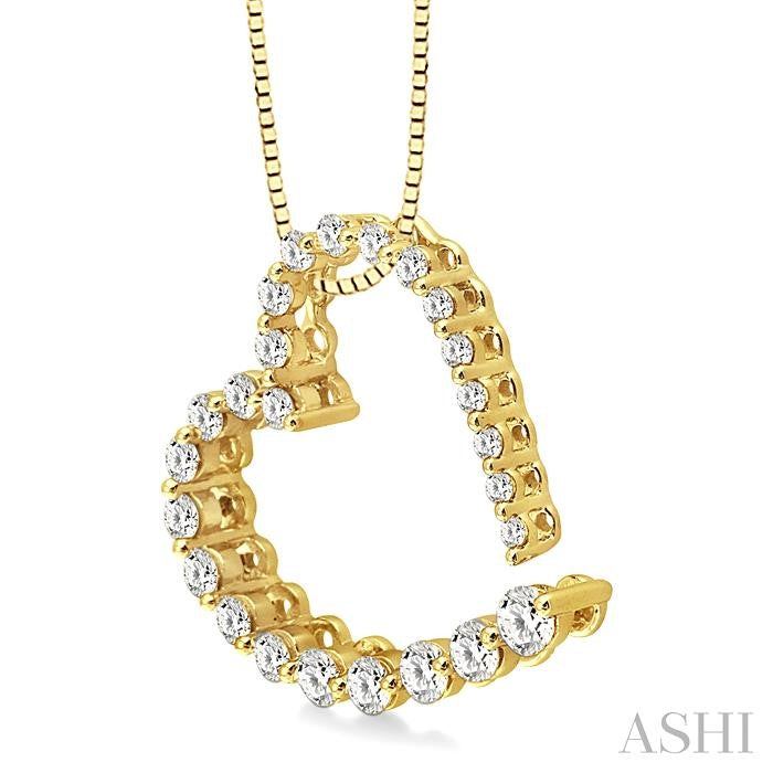 1/2 ctw Diamond Journey Heart Pendant in 14K Yellow Gold with chain