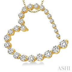 1/2 ctw Diamond Journey Heart Pendant in 14K Yellow Gold with chain
