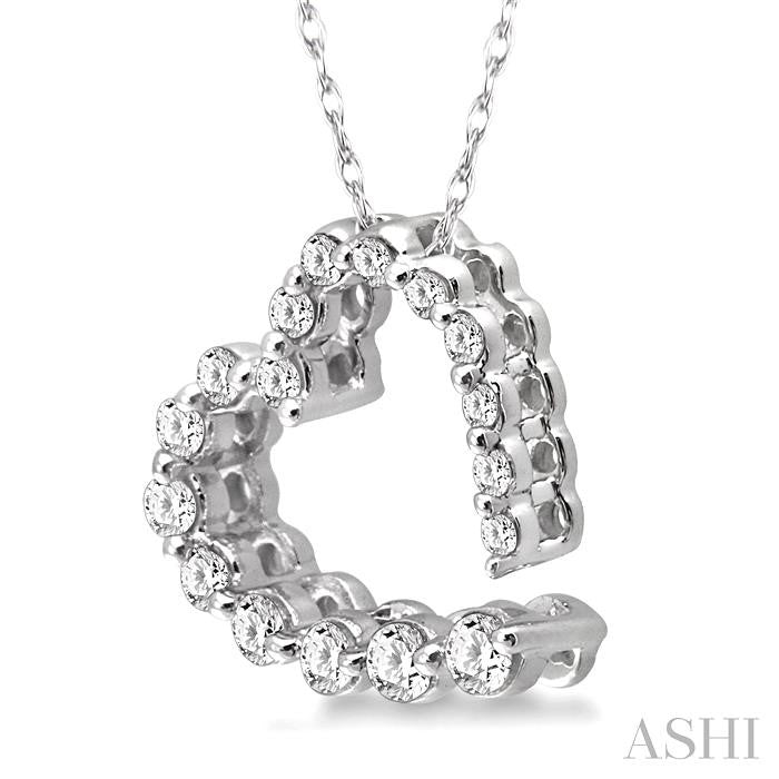 1/4 ctw Diamond Journey Heart Pendant in 14K White Gold with chain