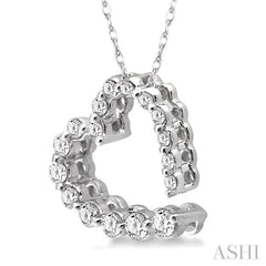 1/4 ctw Diamond Journey Heart Pendant in 14K White Gold with chain