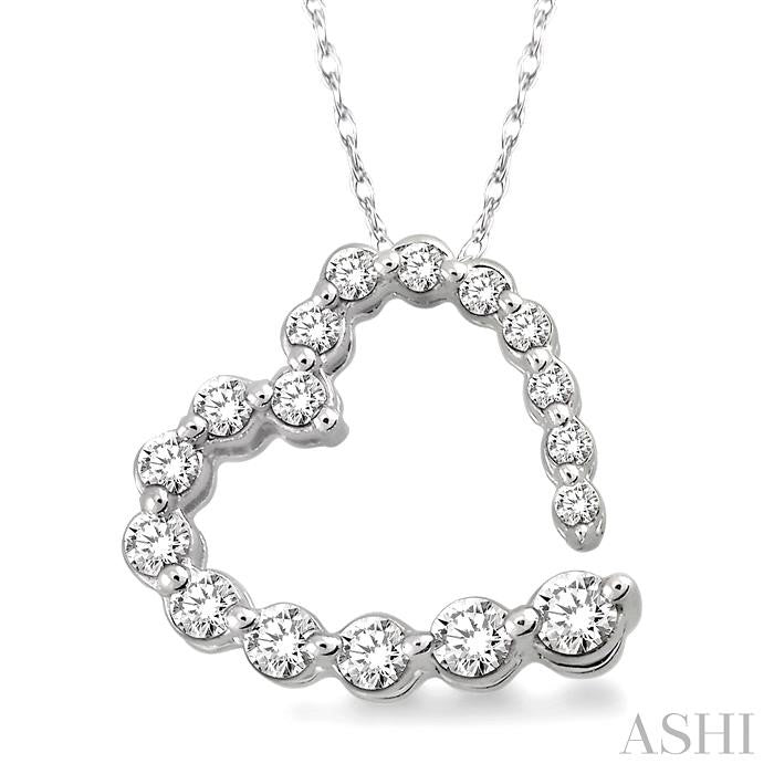 1/4 ctw Diamond Journey Heart Pendant in 14K White Gold with chain