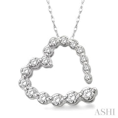 1/4 ctw Diamond Journey Heart Pendant in 14K White Gold with chain