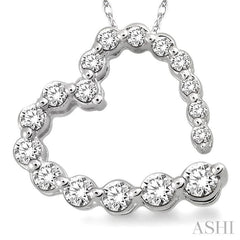 1/4 ctw Diamond Journey Heart Pendant in 14K White Gold with chain