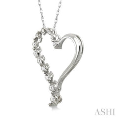 1/4 ctw Round Cut Diamond Half Journey Heart Pendant in 14K White Gold with Chain