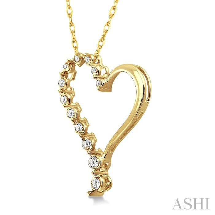 1/10 ctw Round Cut Diamond Half Journey Heart Pendant in 10K Yellow Gold with Chain