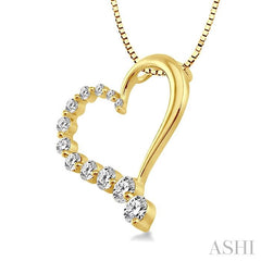 1/2 ctw Round Cut Diamond Heart Half Journey Pendant in 14K Yellow Gold with Chain