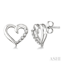 1/8 Ctw Round Cut Diamond Journey Earrings in 14K White Gold