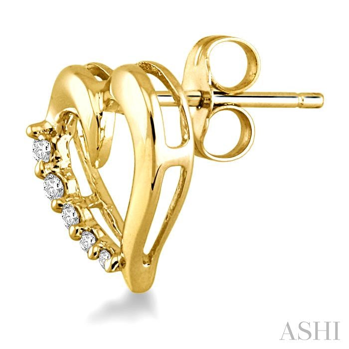 1/8 ctw Round Cut Diamond Journey Earrings in 14K Yellow Gold