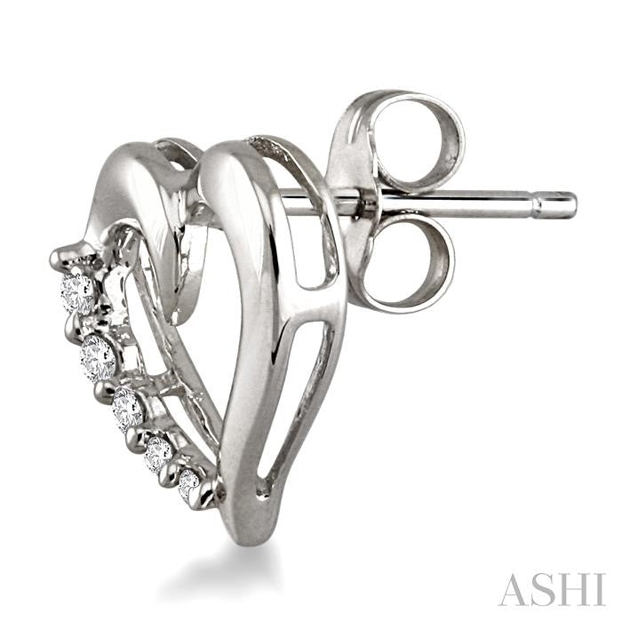 1/8 ctw Round Cut Diamond Journey Earrings in 10K White Gold