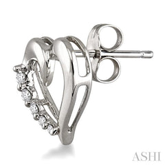 1/8 ctw Round Cut Diamond Journey Earrings in 10K White Gold