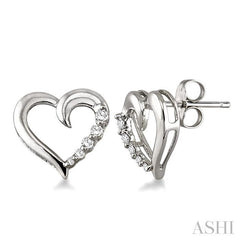 1/8 ctw Round Cut Diamond Journey Earrings in 10K White Gold